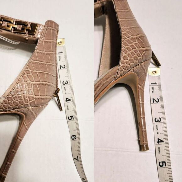 Guess Kaida G Chain Ankle Strap Stiletto Heels Taupe Gold 10 - Picture 9 of 9